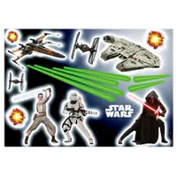 KOMAR Wandtattoo Star Wars EP7 - Größe 50 x 70 cm (17 St), selbstklebend, Wandsticker, Kinderzimmer bunt|grau|schwarz