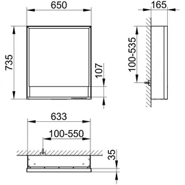 Keuco Royal Lumos 65 cm silber eloxiert offenes Fach Türanschlag rechts