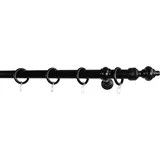 GARESA Gardinenstange GARESA "STANDARD", schwarz, L:110cm Ø:28mm, Holzwerkstoff, Kunststoff, Gardinenstangen, Vorhanggarnitur, Kunststoff, verlängerbar, mit Ringe/2 Lauf Gleiter