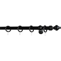 GARESA Gardinenstange GARESA "STANDARD", schwarz, L:110cm Ø:28mm, Holzwerkstoff, Kunststoff, Gardinenstangen, Vorhanggarnitur, Kunststoff, verlängerbar, mit Ringe/2 Lauf Gleiter