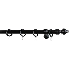 GARESA Gardinenstange GARESA "STANDARD", schwarz, L:110cm Ø:28mm, Holzwerkstoff, Kunststoff, Gardinenstangen, Vorhanggarnitur, Kunststoff, verlängerbar, mit Ringe/2 Lauf Gleiter