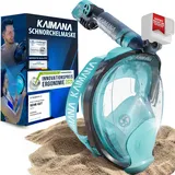 Die Preisgekrönte KAIMANA® Schnorchelmaske für Erwachsene & Kinder - absolut CO2 sicher - inkl. Tragetasche - Tauchermaske Erwachsene - Vollgesichtsmaske Tauchmaske
