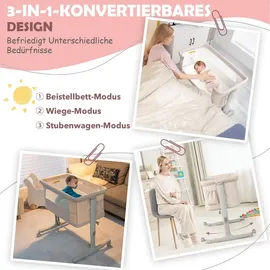 Costway Beistellbett Beige 70 x 140 cm