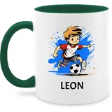 Tasse Tassen 325ml - Fußball Junge Fußballer Geschenk Kinder Name - 325 ml - Petrolgrün - fussball geschenke jungen für fussballfans kaffe personalisierte+geschenke+kind+tasse fußballmotiv