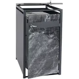 MCW 1er Mülltonnenverkleidung MCW-J82, Mülltonnenbox, erweiterbar, Metall 32kg, anthrazit ~ Marmor-Optik dunkel