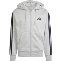 Adidas Essentials 3-Stripes Fleece Hoodie - medium grey heather/black