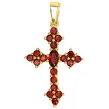 My Gold Kreuzanhänger Damen Kreuz Kettenanhänger Gold 375 (9 Karat) Granat - Glorian (Set, 1-tlg., inkl. Schmuckbox), Geschenke gelb|goldfarben