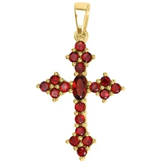 My Gold Kreuzanhänger Damen Kreuz Kettenanhänger Gold 375 (9 Karat) Granat - Glorian (Set, 1-tlg., inkl. Schmuckbox), Geschenke gelb|goldfarben