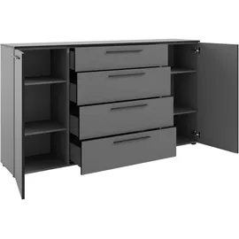 manjana möbel Manjana Kommode 180x40x99,8cm basaltgrau/Schwarz