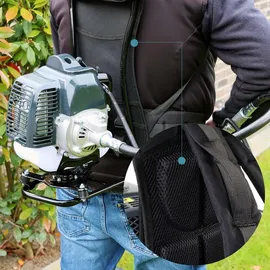 Wiltec 4-in-1 Multifunktionsgerät mit 4-Takt-Motor mit Rucksack, Backpacker Multigartengerät, Multitool Gartenwerkzeug mit u.a. Rasentrimmer