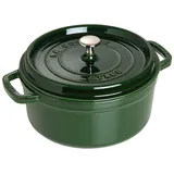 STAUB Gusseisen Bräter/Cocotte, Rund 26 cm, 5 L, Aromaregen Funktion für optimale Befeuchtung, Für alle Herdarten inkl. Induktion & Backofen, Basilikum/Grün
