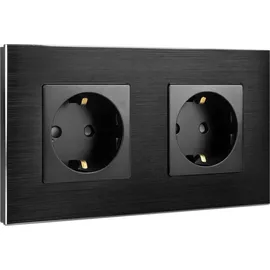 Navaris Schuko-Steckdose 2-fach Schwarz 1 St.