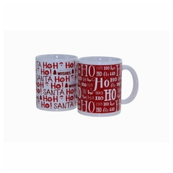 Becher Kaffeebecher HoHoHo 2er Set, Keramik bunt|rot|weiß