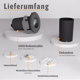 SSC-LUXon 4er Set JUAVI Bodeneinbauleuchte aussen IP67 - Bodenstrahler schwarz rund 230V befahrbar für GU10 (separat erhältlich)