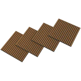 [neu.holz] Akustik-Wandpaneel Vang Teakoptik 4 St. 60 x 60 cm