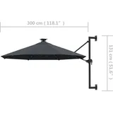 vidaXL Sonnenschirm Ø 300 cm inkl. LED anthrazit
