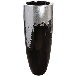 Pflanzkübel GILDE "Übertopf XXL Konus schwarz; silberfarben", silber (schwarz, silberfarben), B:38cm H:100cm T:38cm Ø:38cm, Fiberglas, Pflanzgefäße