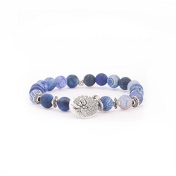 bodhi Perlenarmband Mala Armband mit blauem Achat, Modeschmuck M M