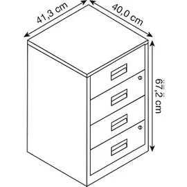 BISLEY Home Standcontainer lichtgrau, kardinalrot 4 Auszüge Kunststoff-Muldengriff schwarz 41,3 x 40,0 x 67,2 cm