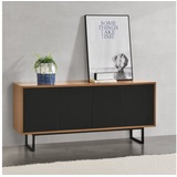 [en.casa]® [en.casa] Sideboard Mariestad 120x30x55cm Dunkler Holzton/Schwarz