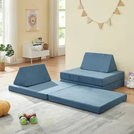 [en.casa] Kindersofa Norhulta 150 x 66 x 46 cm Cord blau