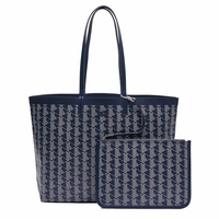 Lacoste Women's Anna Removable Pouch, Coloured Design Tote With Matching 30x35x14cm (HxBxT) Hellblau