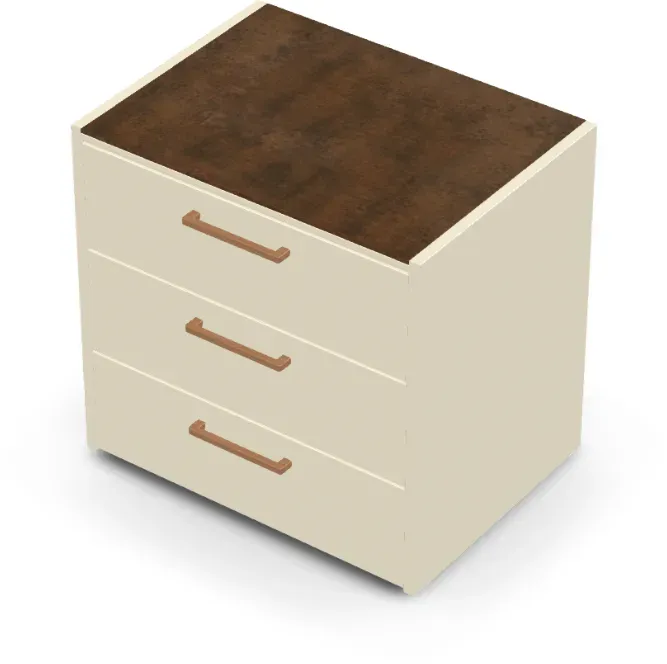 Brabura CT 90 Schubladenmodul - Iron Corten / Perle Blanche / Holzgriff