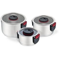 Maestro Topf-Set MR-3530-6, Stahl (6-tlg), 3er-Set Töpfe mit Klappgriffen silberfarben