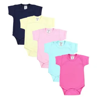 TupTam Baby Body Mädchen 5er Pack – Kurzarm Body Baby aus Baumwolle, Ideal für Sommer und Alltag, Farbe: Farbenmix 1, Größe: 80 - 80