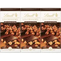 Lindt 3x 150g. Les Grandes Feinherb 34 % caramelisierte Haselnüsse