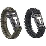 Semptec 2er-Set Survival-Armbänder schwarz/oliv