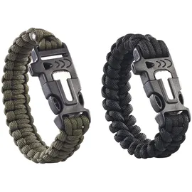 Semptec 2er-Set Survival-Armbänder schwarz/oliv