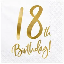 Partydeco 18. Geburtstag 20 Servietten gold 20Stk./33x33cm |