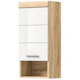 inn.furn Hängeschrank Weiß Hochglanz Eiche 37 cm, Badschrank Mambo