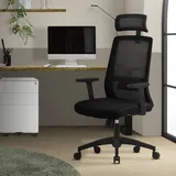 ML-Design Bürostuhl ergonomisch, Schwarz, aus Mesh, mit Verstellbarer Kopfstütze -