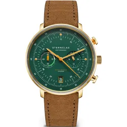 STERNGLAS - HAMBURG - CHRONO - EDITION VINTAGE - dunkelgrün - gold - wildleder hellbraun / 42MM