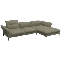 flexlux Ecksofa Salino, Funktionssofa mit Recamiere, Relaxsofa, Ecksofa, Sofa mit Arm- und Kopfteil-Verstellungen, Kaltschaum & Stahl-Wellen grün
