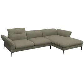 flexlux Ecksofa Salino, Funktionssofa mit Recamiere, Relaxsofa, Ecksofa, Sofa mit Arm- und Kopfteil-Verstellungen, Kaltschaum & Stahl-Wellen grün
