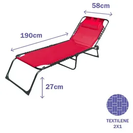marbueno summer Marbueno Sonnenliege 190 x 58 x 27 cm Rot