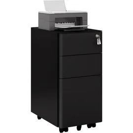 Woltu Rollcontainer, Schwarz,