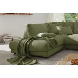 KAWOLA Ecksofa Madeline Cord Recamiere links olivgrün