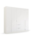 RAUCH Glamour by Quadra Spin weiß / Weiß, 5-trg., inkl. 3 Kleiderstangen, 3 Einlegeböden, 2 Schubkästen, BxHxT 226x210x54 cm x 210 cm x 54 cm