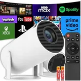 Mini Projektor 4K WiFi Android 11 mit Bluetooth, drehbar, tragbar HD Mini Obrotowy 4K wifi - Weiß