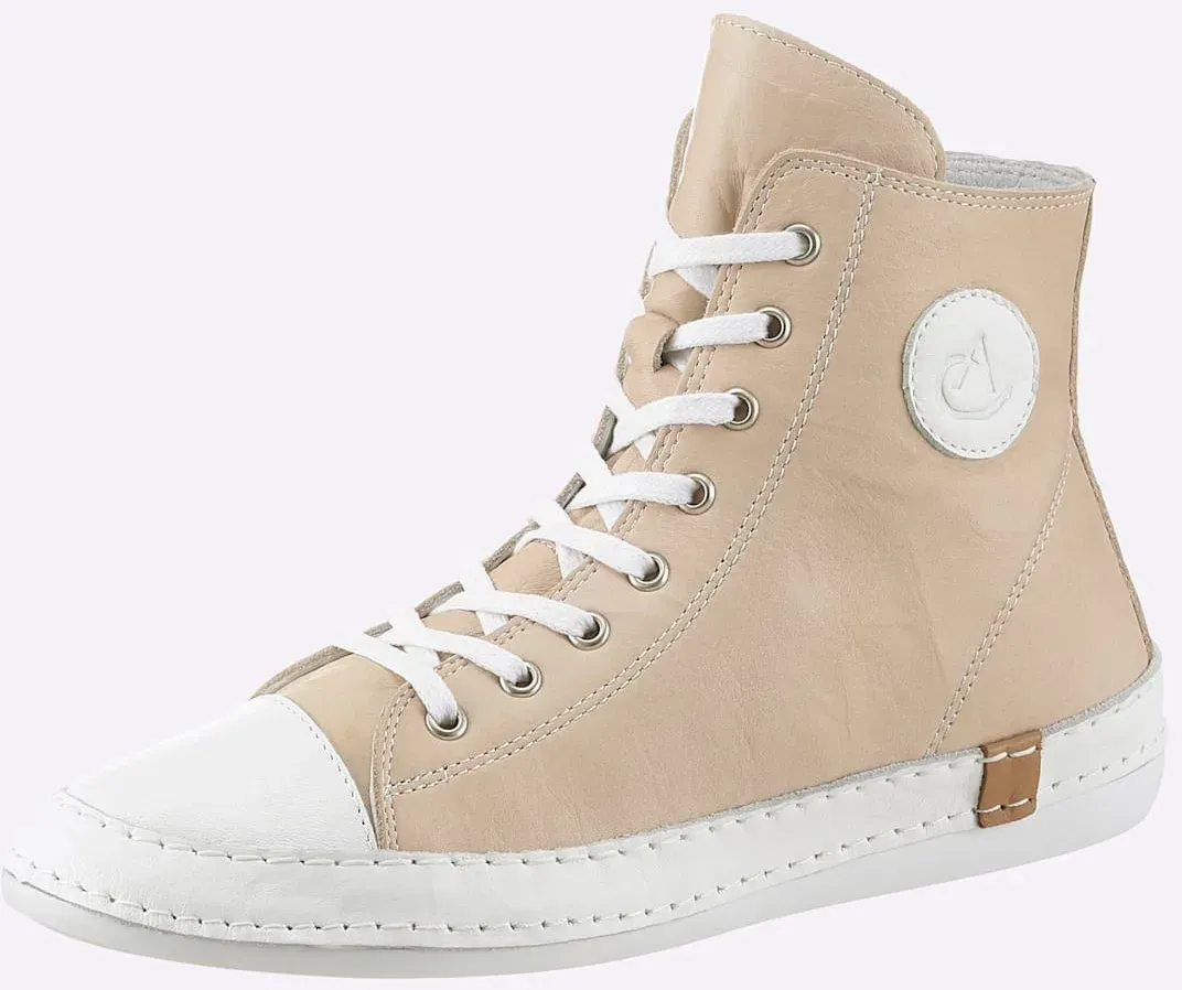 Sneaker ANDREA CONTI, Damen, Gr. 38, beige (creme, weiß), Glattleder, Leder, Rindsleder, Schuhe Sneaker
