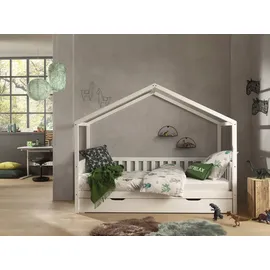 Vipack Hausbett Dallas 90 x 200 cm Kiefer massiv weiß