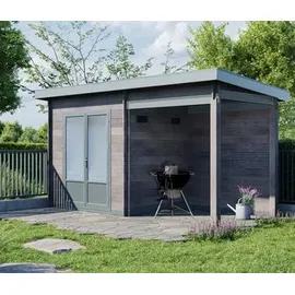 Wolff Finnhaus WPC Trend B+ inkl. Lounge 4,8 x 2,32 x 2,52 m grau