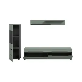 Möbel Kraft Wohnwand - grau ¦ Maße (cm): B: 221 H: 141