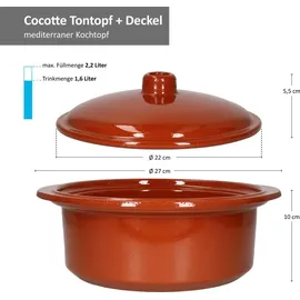 Mambocat Mediterran Cocotte 1,6L Bräter 10 cm rund