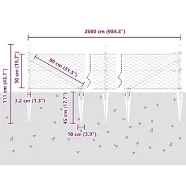 vidaXL Zaun 25 x 0,5 m Silber/Stahl