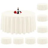 8er-Pack runde Tischdecken, 229cm, elfenbeinfarben, runde Tischdecke, knitterfrei, waschbar, elfenbeinfarbene Tischdecken, Polyester-Stoff-Tischdecke für Hochzeit, Party, Restaurant, Buffet-Tisch
